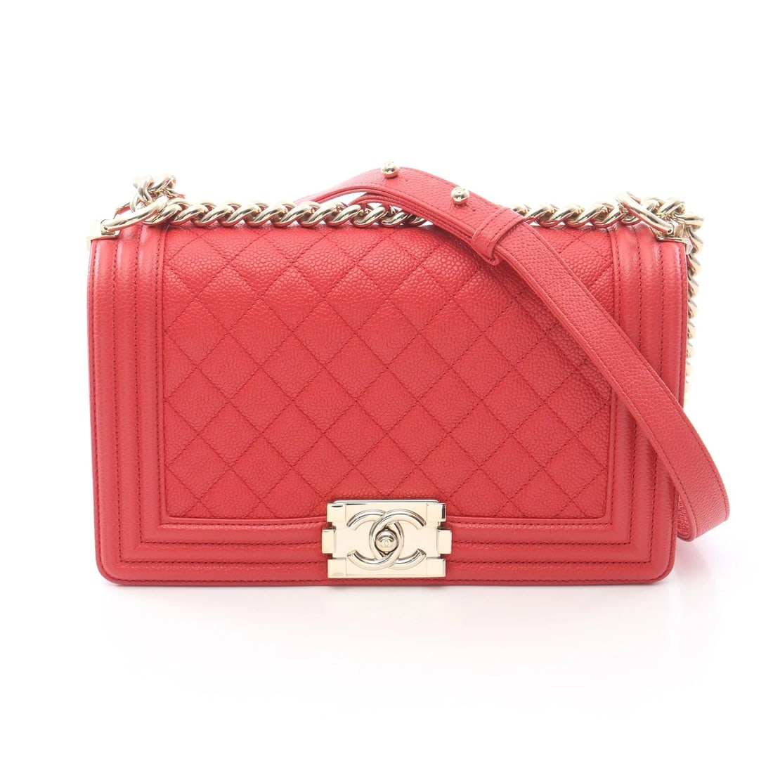 CHANEL BOY CHANEL SHOULDER BAG RED LEATHER: Chanel Boy Chanel Shoulder Bag Red Leather Brand: Chanel Type: Shoulder Bag Material: Leather Color: Red Size: W25cm x H14.5cm x D7cm Accessories: None Accessories Notice: When purchasing
