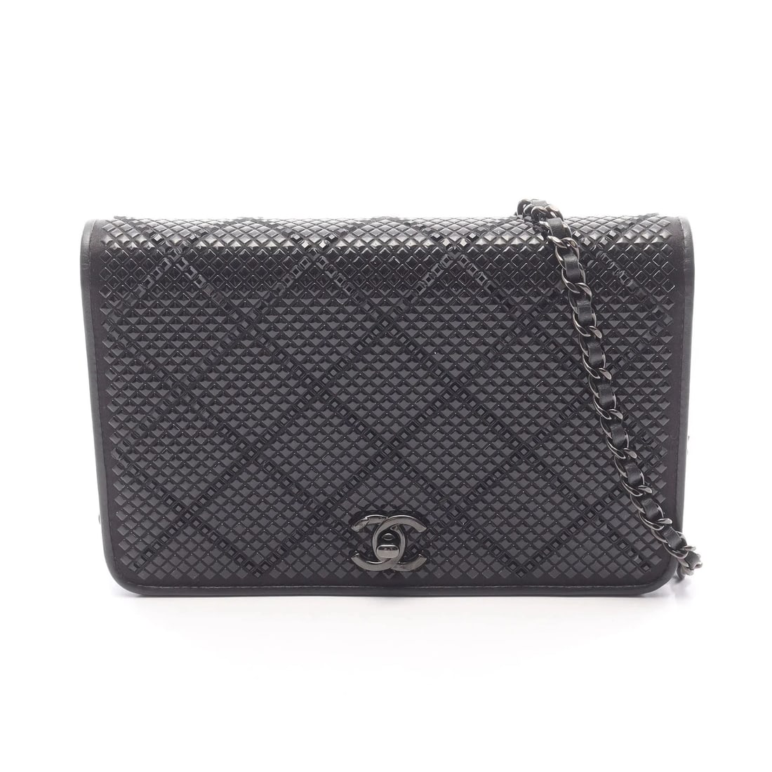 CHANEL MATELASSE SHOULDER BAG BLACK LEATHER: Chanel Matelasse Shoulder Bag Black Leather Brand: Chanel Type: Shoulder Bag Material: Leather Color: Black Size: W19cm x H12cm x D3.5cm Accessories: None Accessories Notice: When purchasi