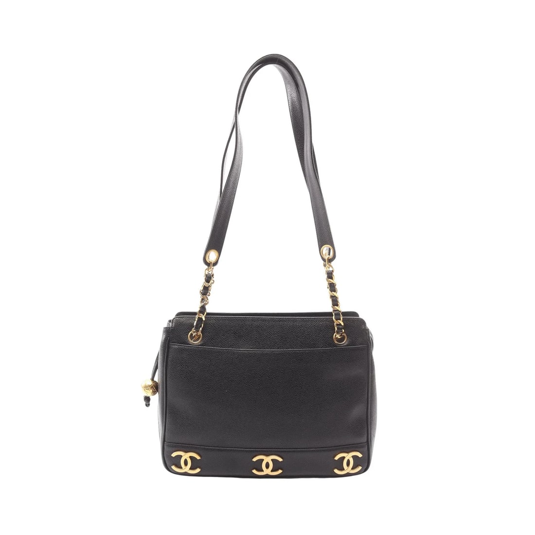 CHANEL COCO MARK TOTE BAG BLACK LEATHER: Chanel Coco Mark Tote Bag Black Leather Brand: Chanel Type: Tote Bag Material: Leather Color: Black Size: W31cm x H25cm x D8cm Accessories: None Accessories Notice: When purchasing pre-own