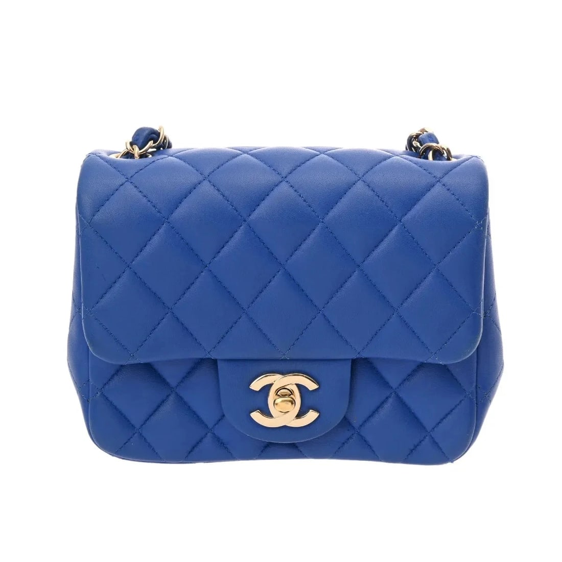CHANEL HANDBAG SHOULDER BAG LAMBSKIN GOLD, BLUE: Chanel Handbag Shoulder Bag Lambskin Gold, Blue Brand: Chanel Type: Shoulder Bag Material: Lambskin Color: Gold, Blue Size: W 16.5cm / H 13.5cm / D 7.5cm Accessories: None Accessories Noti