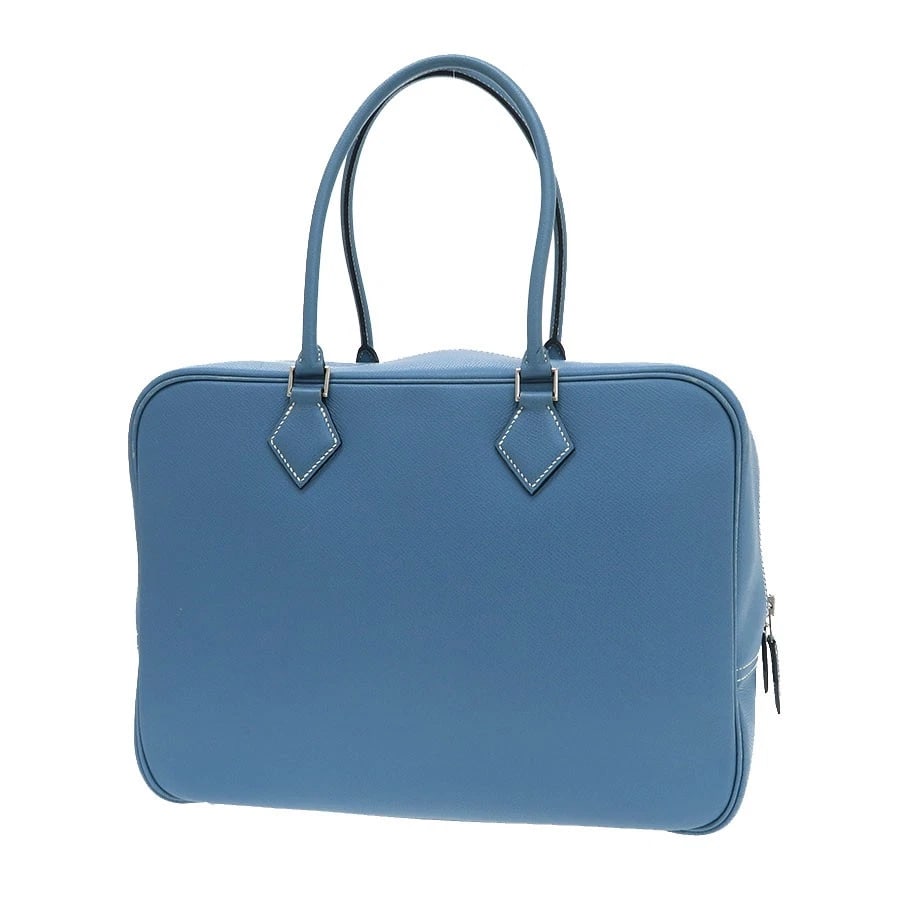 HERMÈS PLUME BLUE JEAN EPSON SILVER HARDWARE BOX DUST BAG: Hermès Plume Blue Jean Epson Silver Hardware Box Dust Bag Brand: Hermes Type: Handbag Material: Epson Color: Blue Jeans Size: W:32cm×H:24cm×D:14.5cm Accessories: None Accessories Notice: W