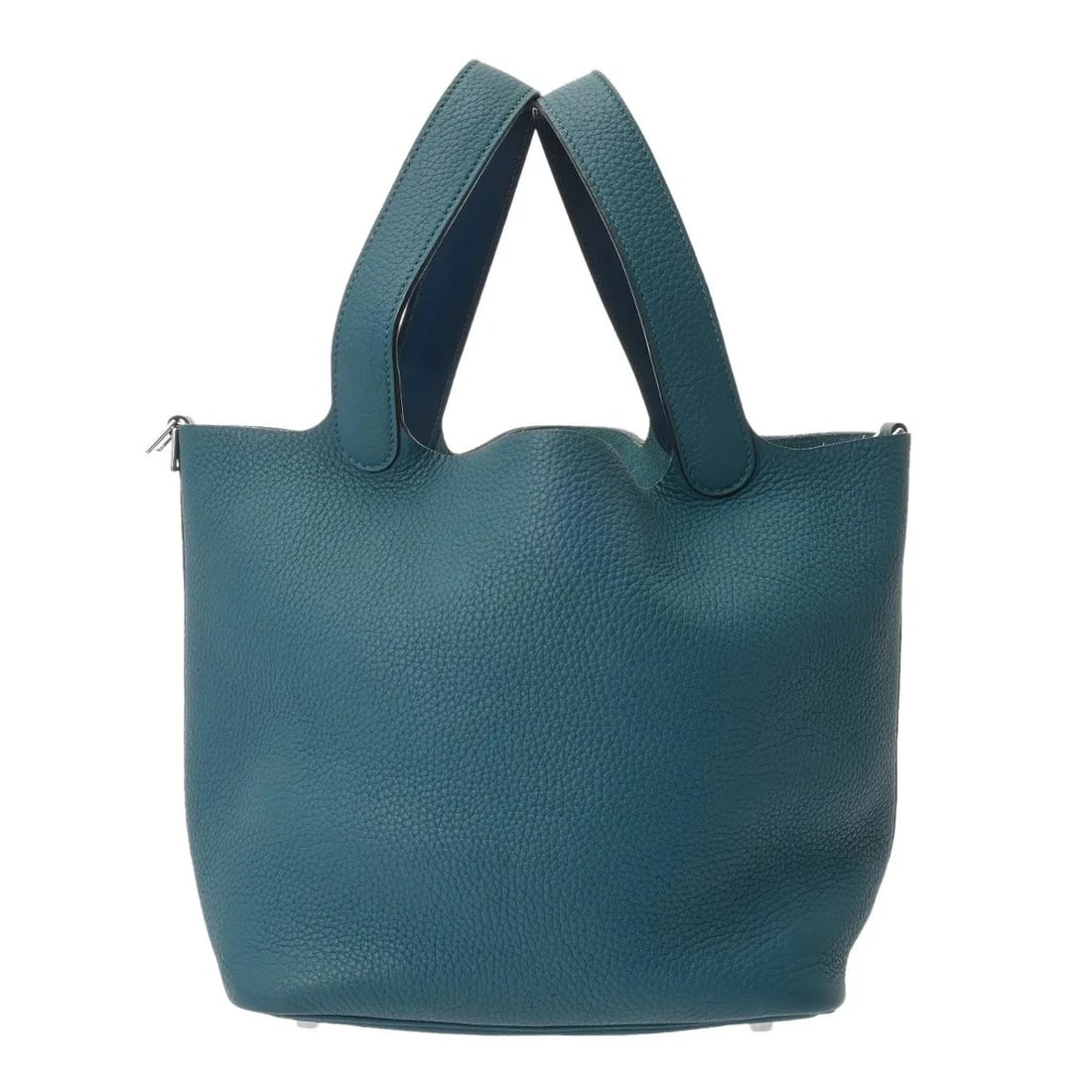 HERMES PICOTIN HANDBAG CLEMENCE LEATHER / SWIFT LEATHER SILVER: Hermes Picotin Handbag Clemence Leather / Swift Leather Silver Brand: Hermes Type: Handbag Material: Clemence Leather / Swift Leather Color: Silver Size: W 22cm / H 22cm / D 18cm Accessories: None