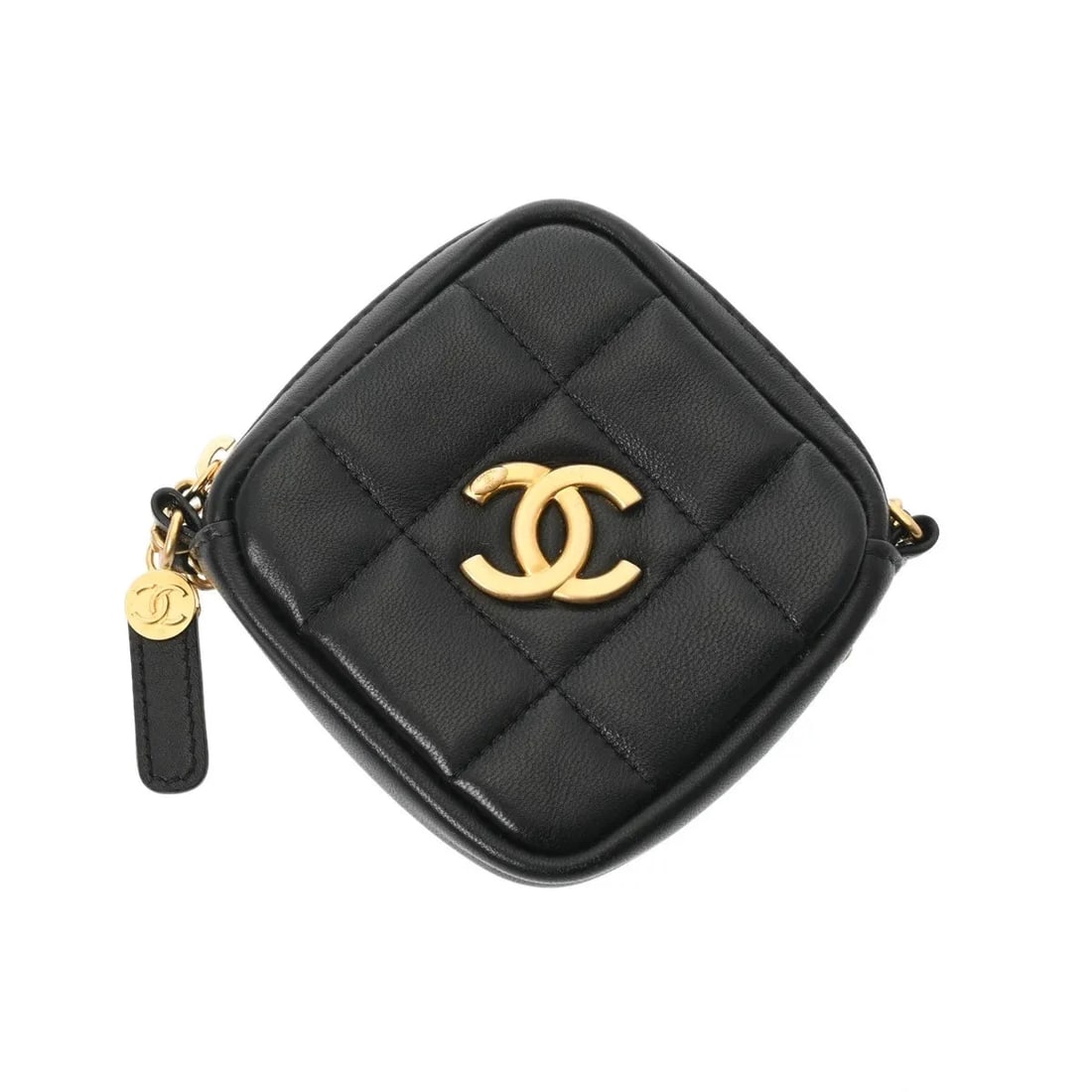 CHANEL HANDBAG SHOULDER BAG LAMBSKIN BLACK, GOLD: Chanel Handbag Shoulder Bag Lambskin Black, Gold Brand: Chanel Type: Shoulder Bag Material: Lambskin Color: Black, Gold Size: W 11cm / H 11cm / D 2.5cm Accessories: None Accessories Notice