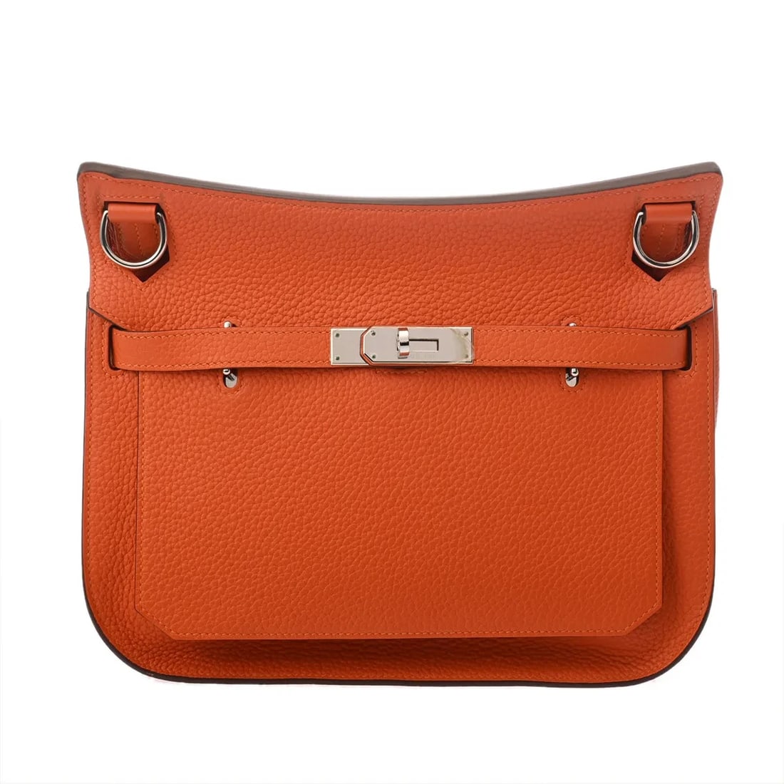 HERMES HANDBAG SHOULDER BAG CLEMENCE LEATHER SILVER, ORANGE: Hermes Handbag Shoulder Bag Clemence Leather Silver, Orange Brand: Hermes Type: Shoulder Bag Material: Clemence Leather Color: Silver, Orange Size: W 26cm / H 22cm / D 12cm Accessories: None <
