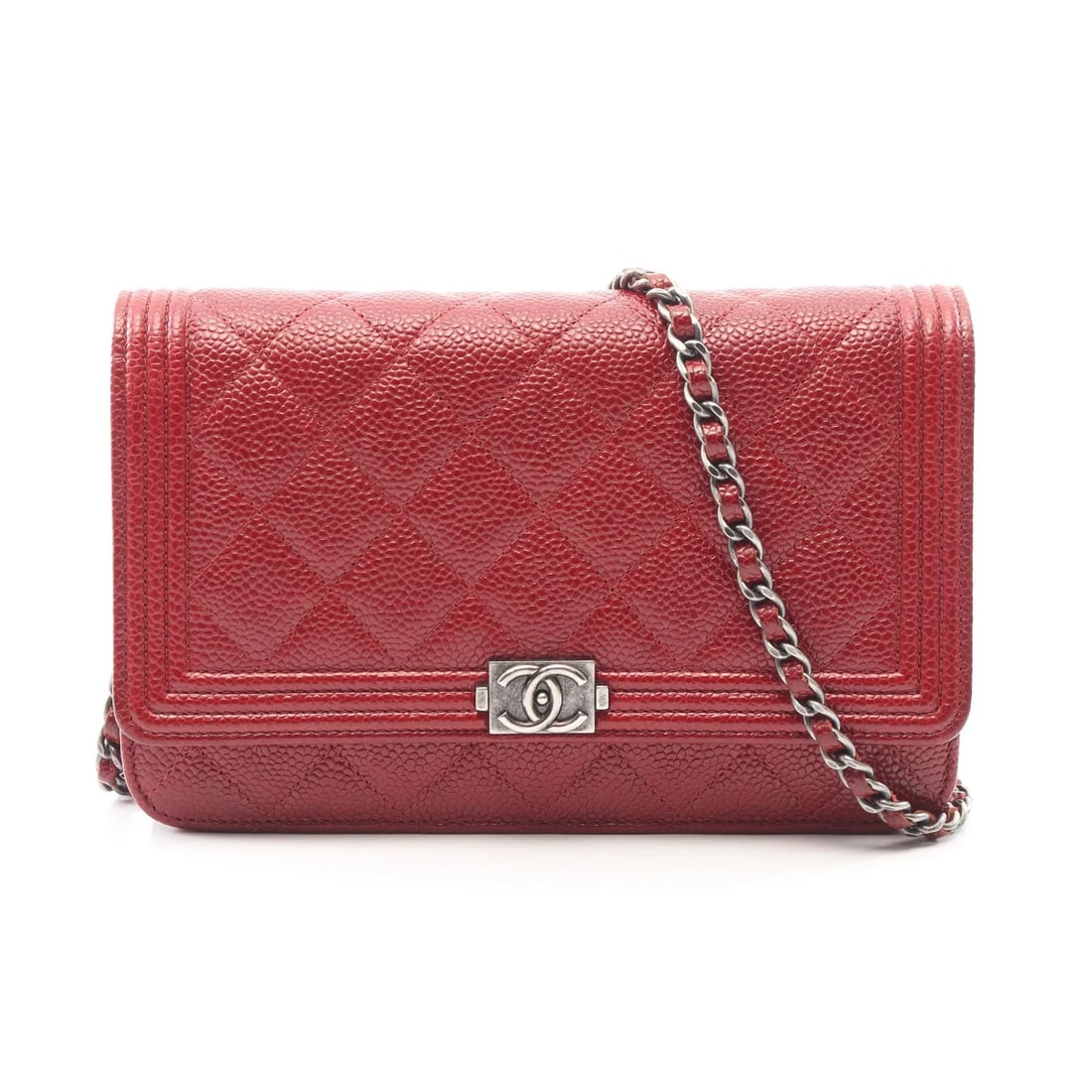 CHANEL BOY CHANEL MATELASSE SHOULDER BAG RED LEATHER: Chanel Boy Chanel Matelasse Shoulder Bag Red Leather Brand: Chanel Type: Shoulder Bag Material: Leather Color: Red Size: W19cm x H12cm x D3cm Accessories: None Accessories Notice: When pur