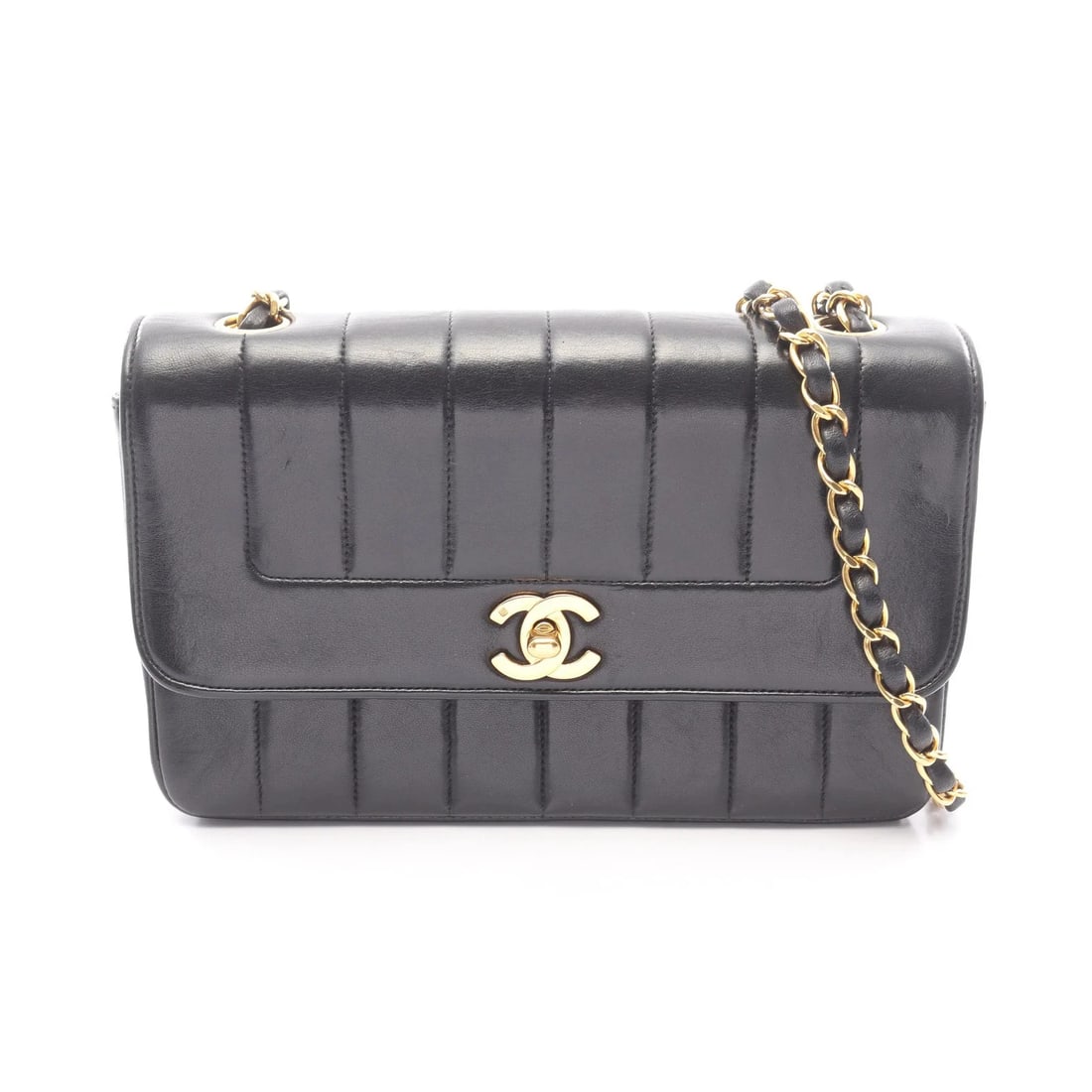 CHANEL CHAIN SHOULDER SHOULDER BAG BLACK LAMBSKIN LEATHER: Chanel Chain Shoulder Shoulder Bag Black Lambskin Leather Brand: Chanel Type: Shoulder Bag Material: Lambskin Leather Color: Black Size: W22cm x H14cm x D6.5cm Accessories: None Accessorie