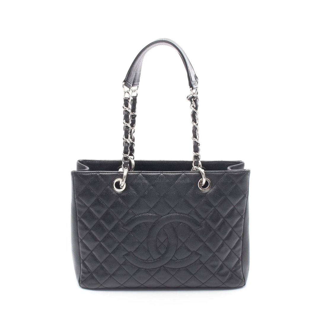 CHANEL MATELASSE GST TOTE BAG BLACK LEATHER: Chanel Matelasse GST Tote Bag Black Leather Brand: Chanel Type: Tote Bag Material: Leather Color: Black Size: W34cm x H24.5cm x D13cm Accessories: None Accessories Notice: When purchasing