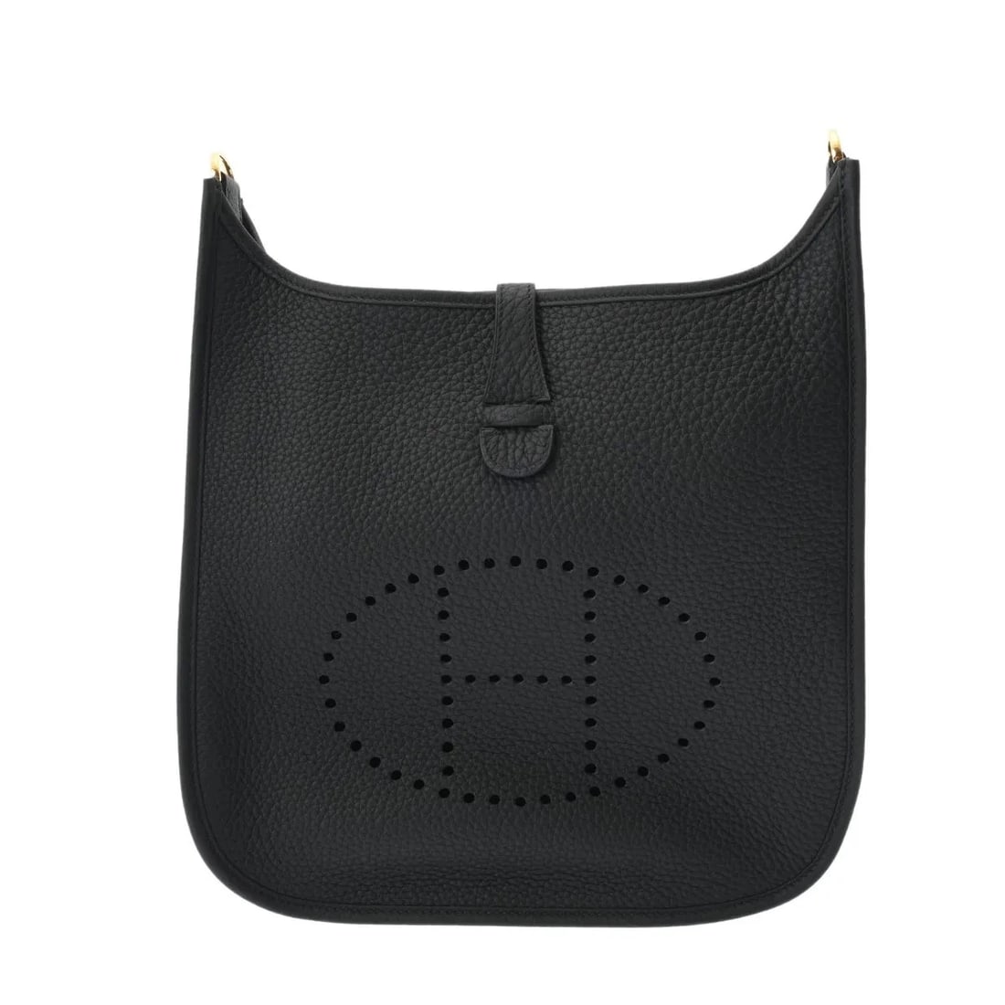 HERMES PM SHOULDER BAG CLEMENCE LEATHER BLACK, GOLD: Hermes PM Shoulder Bag Clemence Leather Black, Gold Brand: Hermes Type: Shoulder Bag Material: Clemence Leather Color: Black, Gold Size: W 29cm / H 28cm Accessories: None Accessories Notic