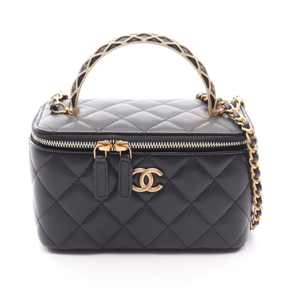 CHANEL MATELASSE 2WAY SHOULDER BAG BLACK LAMBSKIN LEATHER: Chanel Matelasse 2WAY Shoulder Bag Black Lambskin Leather Brand: Chanel Type: Shoulder Bag Material: Lambskin Leather Color: Black Size: W16cm x H9cm x D7.5cm Accessories: None Accessories