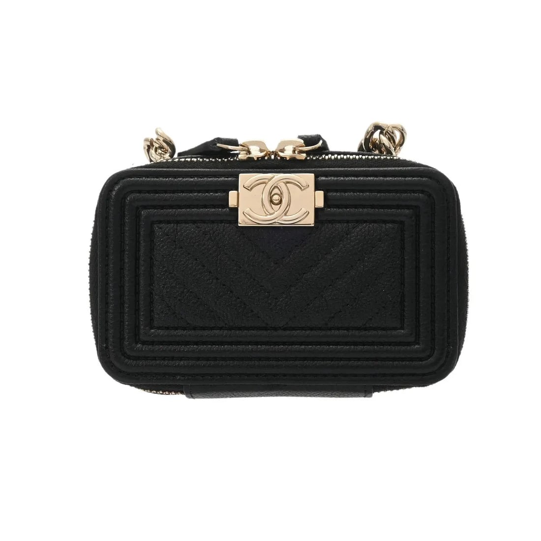 CHANEL HANDBAG SHOULDER BAG CAVIAR: Chanel Handbag Shoulder Bag Caviar Brand: Chanel Type: Shoulder Bag Material: Caviar Skin Color: Champagne, Black, Gold Size: W 11cm / H 7cm / D 4.5cm Accessories: None Accessories Notice: