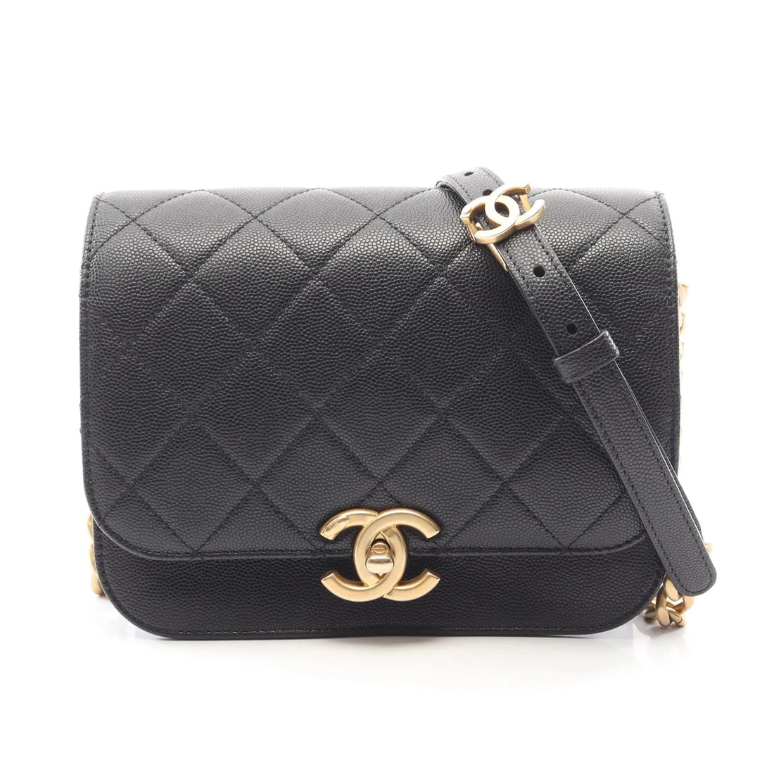 CHANEL MATELASSE SHOULDER BAG BLACK LEATHER: Chanel Matelasse Shoulder Bag Black Leather Brand: Chanel Type: Shoulder Bag Material: Leather Color: Black Size: W19cm x H14cm x D8cm Accessories: None Accessories Notice: When purchasing