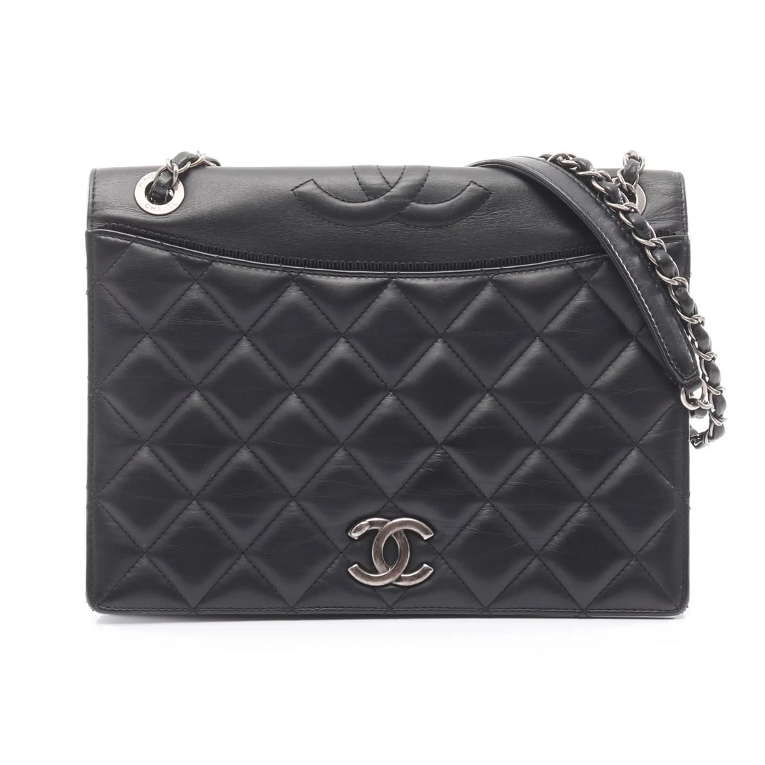 CHANEL MATELASSE COCO MARK SHOULDER BAG BLACK LAMBSKIN LEATHER: Chanel Matelasse Coco Mark Shoulder Bag Black Lambskin Leather Brand: Chanel Type: Shoulder Bag Material: Lambskin Leather Color: Black Size: W27cm x H20.5cm x D7cm Accessories: None Acces