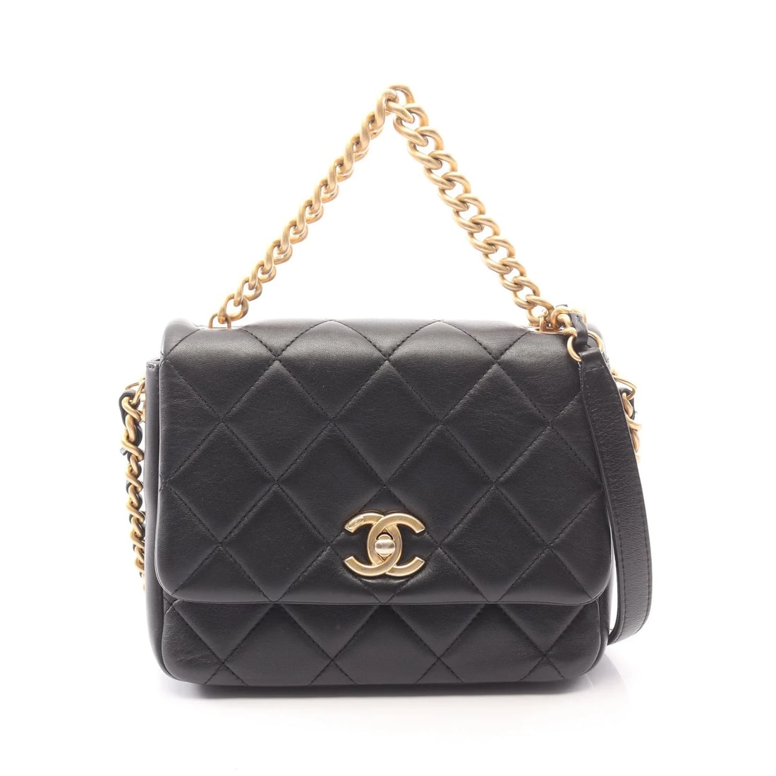 CHANEL MATELASSE 2WAY SHOULDER BAG BLACK LAMBSKIN LEATHER: Chanel Matelasse 2WAY Shoulder Bag Black Lambskin Leather Brand: Chanel Type: Shoulder Bag Material: Lambskin Leather Color: Black Size: W19cm x H15cm x D6cm Accessories: None Accessories