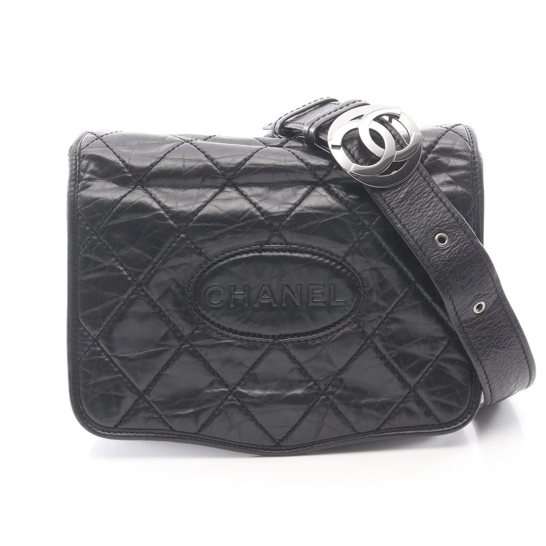 CHANEL SHOULDER BAG BLACK CALFSKIN LEATHER: Chanel Shoulder Bag Black Calfskin Leather Brand: Chanel Type: Shoulder Bag Material: Calfskin Leather Color: Black Size: W25.5cm x H20cm x D7cm Accessories: None Accessories Notice: When
