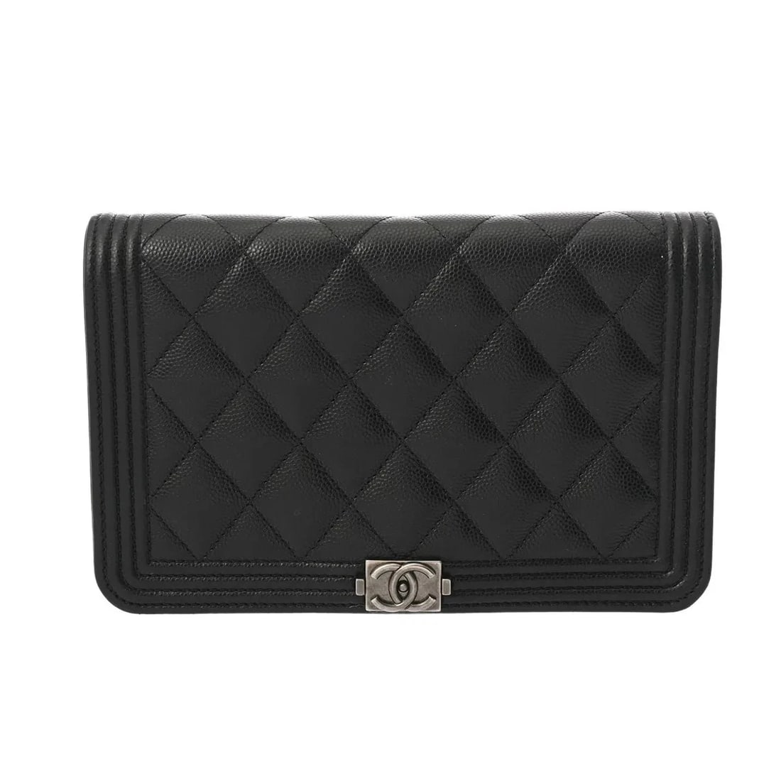 CHANEL CHAIN WALLET SHOULDER BAG CALFSKIN BLACK, SILVER: Chanel Chain Wallet Shoulder Bag Calfskin Black, Silver Brand: Chanel Type: Shoulder Bag Material: Calfskin Color: Black, Silver Size: W 19cm / H 12cm / D 4cm Accessories: None Accessories
