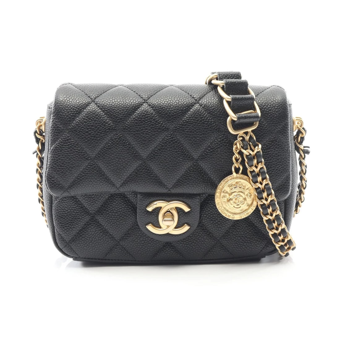CHANEL MATELASSE SHOULDER BAG BLACK LEATHER: Chanel Matelasse Shoulder Bag Black Leather Brand: Chanel Type: Shoulder Bag Material: Leather Color: black Size: W18cm x H14cm x D6cm Accessories: None Accessories Notice: When purchasing