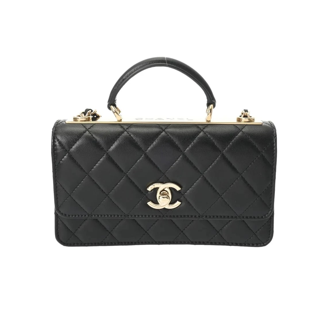 CHANEL HANDBAG SHOULDER BAG LAMBSKIN BLACK, GOLD: Chanel Handbag Shoulder Bag Lambskin Black, Gold Brand: Chanel Type: Shoulder Bag Material: Lambskin Color: Black, Gold Size: W 19cm / H 10.5cm Accessories: None Accessories Notice: When p