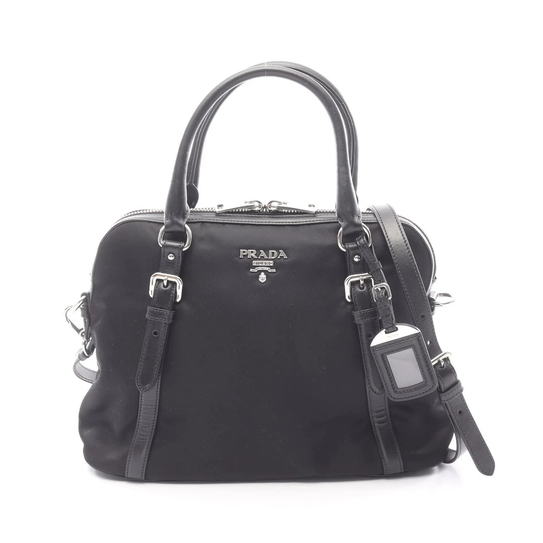 PRADA 2WAY HANDBAG BLACK LEATHER: Prada 2WAY Handbag Black Leather Brand: Prada Type: Handbag Material: Leather Color: Black Size: W34cm x H25cm x D15cm Accessories: None Accessories Notice: When purchasing pre-owned goods