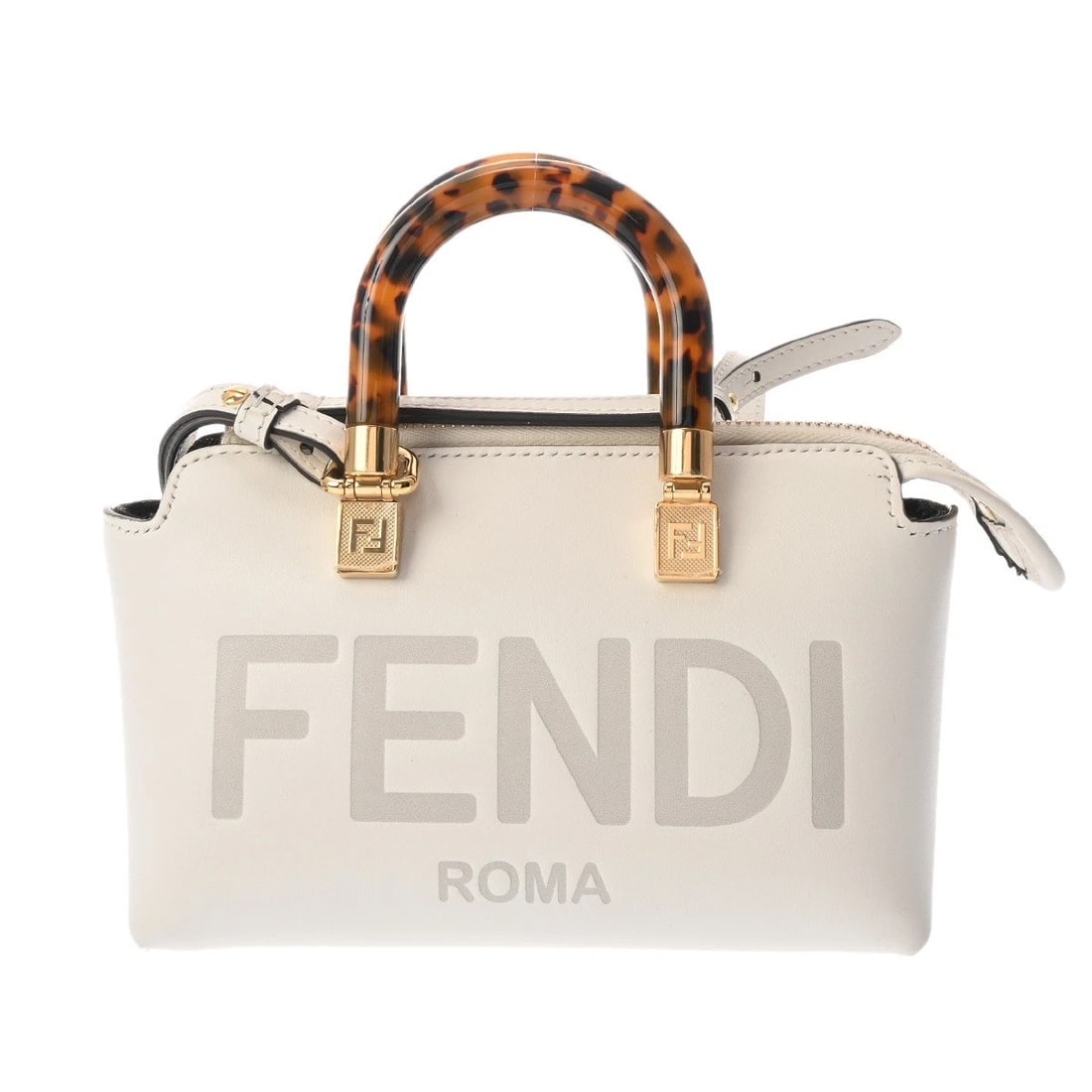 FENDI FENDI ROMA HANDBAG WHITE, GOLD: Fendi FENDI ROMA Handbag White, Gold Brand: Fendi Type: Handbag Material: CalfskinLeather Color: White, Gold Size: W 17.5cm / H 11.5cm / D 8.5cm Accessories: None Accessories Notice: When