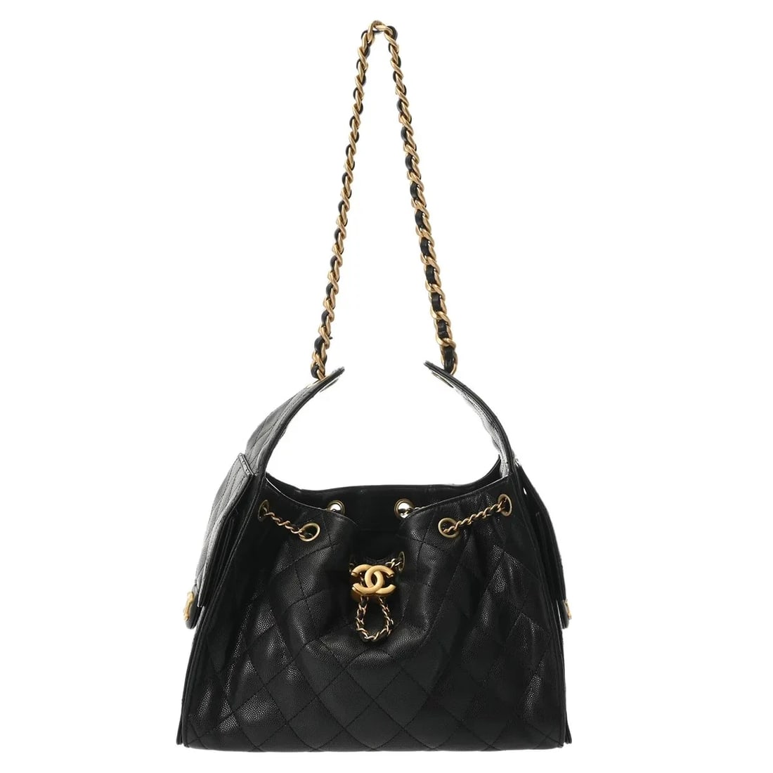 CHANEL HANDBAG HANDBAG GRAINED CALFSKIN BLACK, GOLD: Chanel Handbag Handbag Grained Calfskin Black, Gold Brand: Chanel Type: Handbag Material: Grained Calfskin Color: Black, Gold Size: W 26cm / H 19cm / D 13cm Accessories: None Accessories N