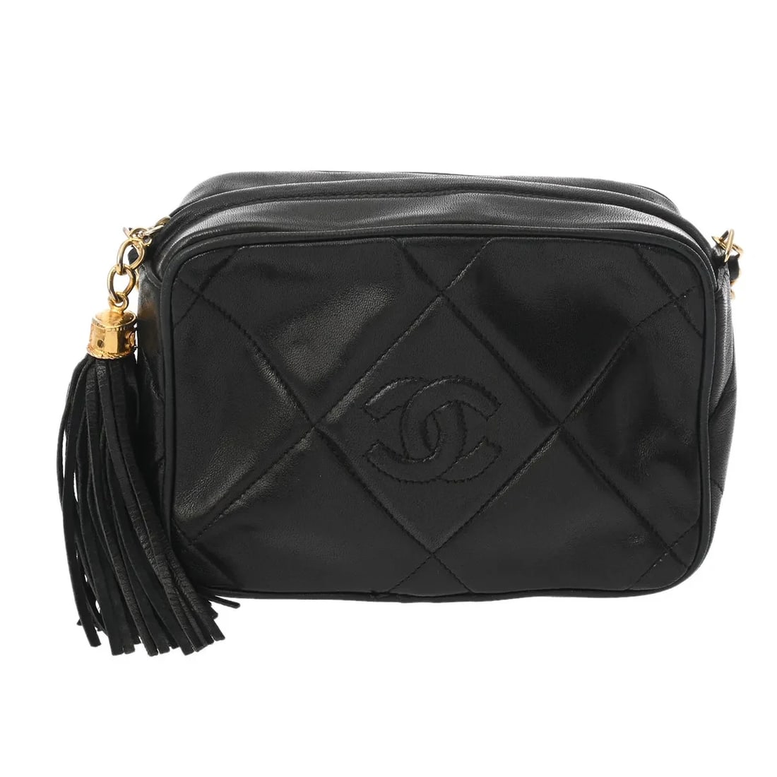 CHANEL HANDBAG SHOULDER BAG LAMBSKIN BLACK, GOLD: Chanel Handbag Shoulder Bag Lambskin Black, Gold Brand: Chanel Type: Shoulder Bag Material: Lambskin Color: Black, Gold Size: W 18cm / H 12cm / D 6.5cm Accessories: None Accessories Notice