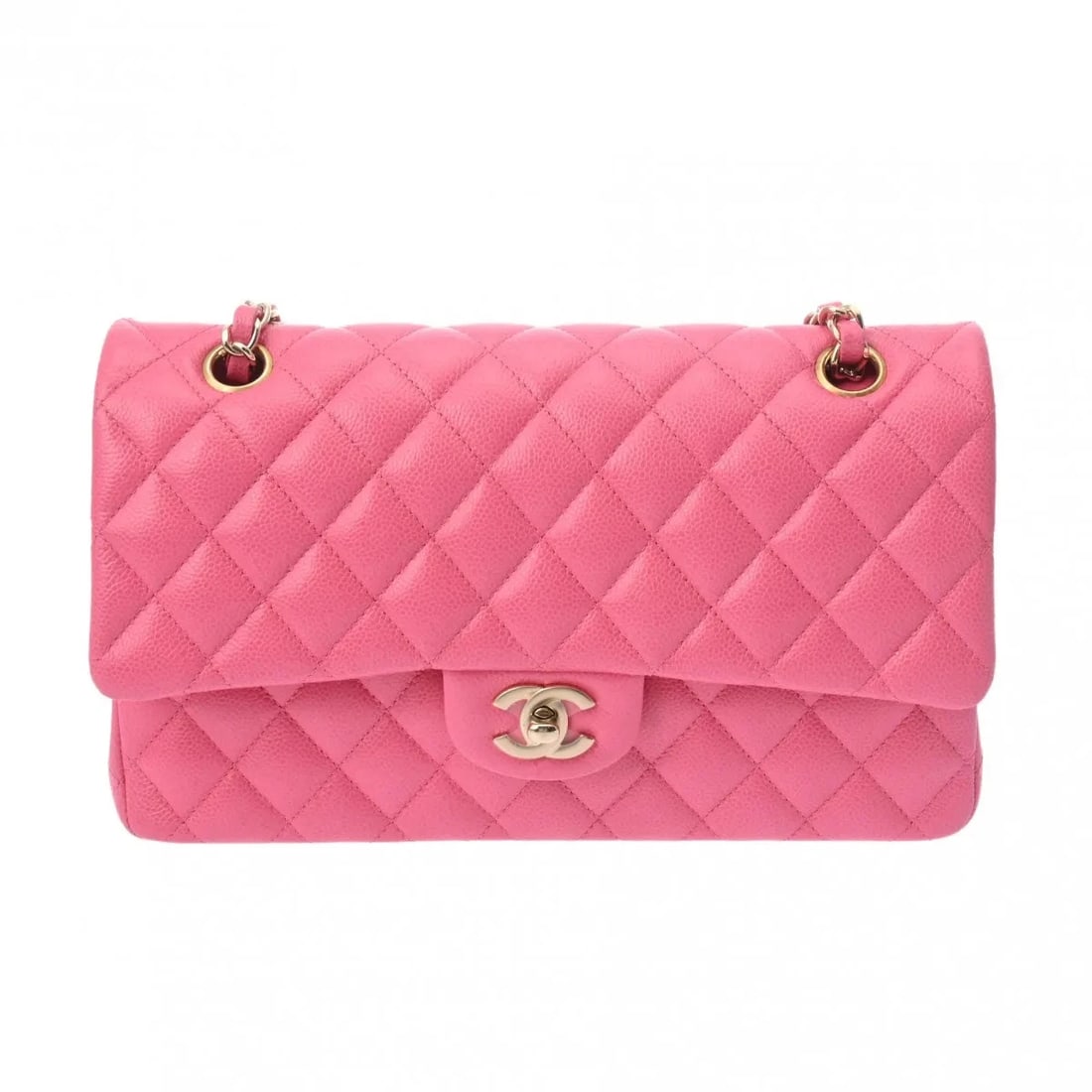 CHANEL SHOULDER BAG GRAINED LEATHER PINK: Chanel Shoulder Bag Grained Leather Pink Brand: Chanel Type: Shoulder Bag Material: Grained Leather Color: Gold, Pink Size: W 25cm / H 15cm / D 6cm Accessories: None Accessories Notice: Wh