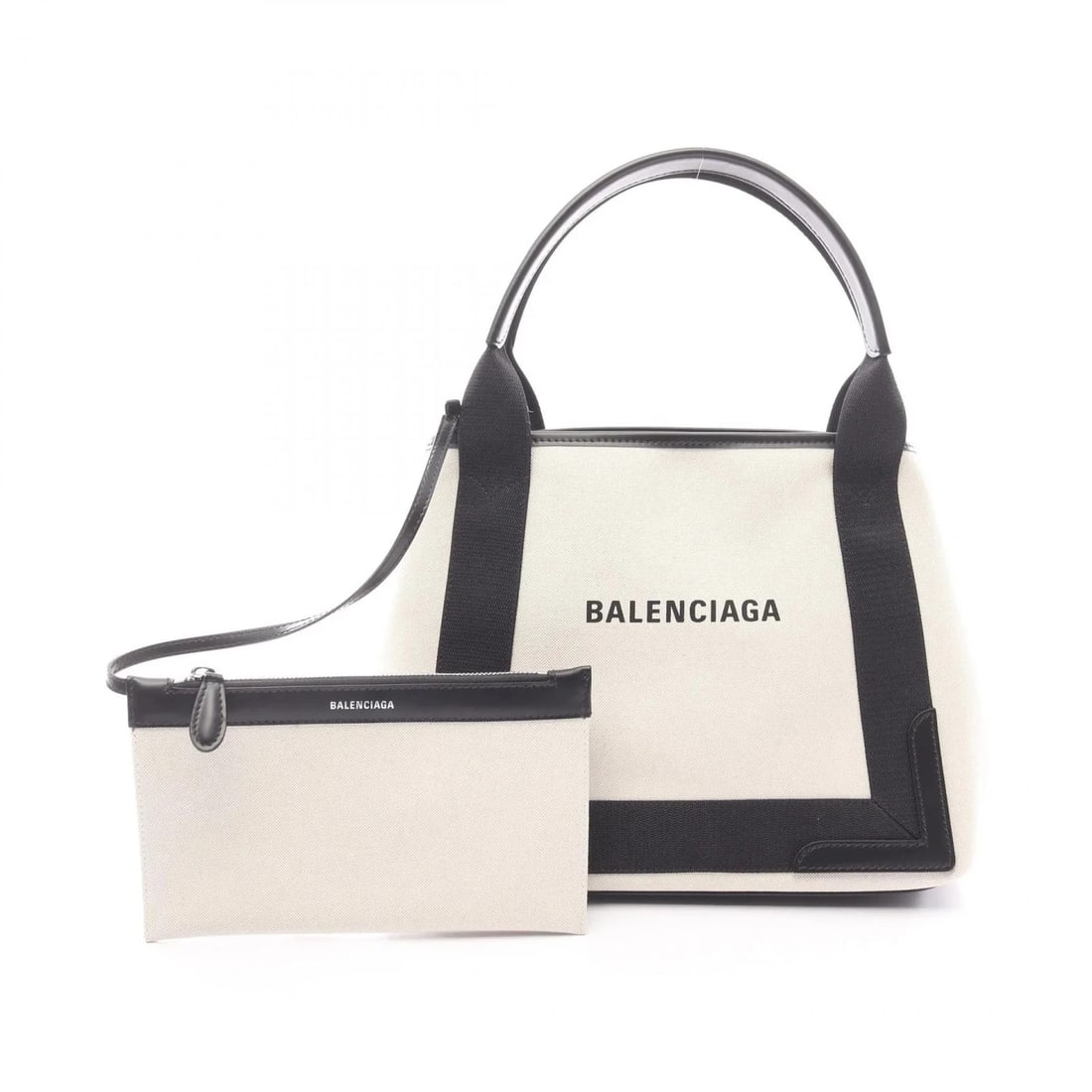 BALENCIAGA NAVY CABAS S CABAS TOTE BAG BLACK LEATHER (1 of 2)