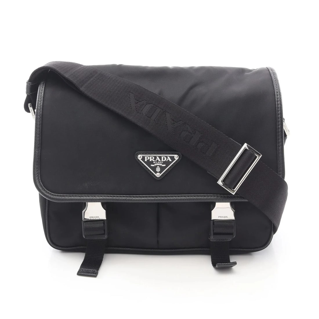 PRADA SHOULDER BAG BLACK LEATHER: Prada Shoulder Bag Black Leather Brand: Prada Type: Shoulder Bag Material: Leather Color: Black Size: W25cm x H20cm x D3.5/6.5cm Accessories: None Accessories Notice: When purchasing pre-o
