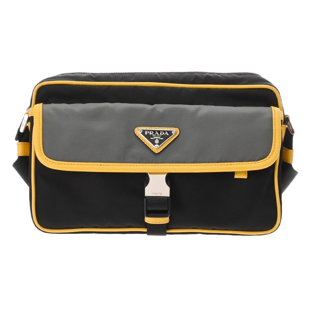 PRADA HANDBAG SHOULDER BAG BLACK: Prada Handbag Shoulder Bag Black Brand: Prada Type: Shoulder Bag Material: Nylon / Leather Color: Black, Silver, Yellow, Gray Size: W 25cm / H 15cm / D 8cm Accessories: None Accessories No