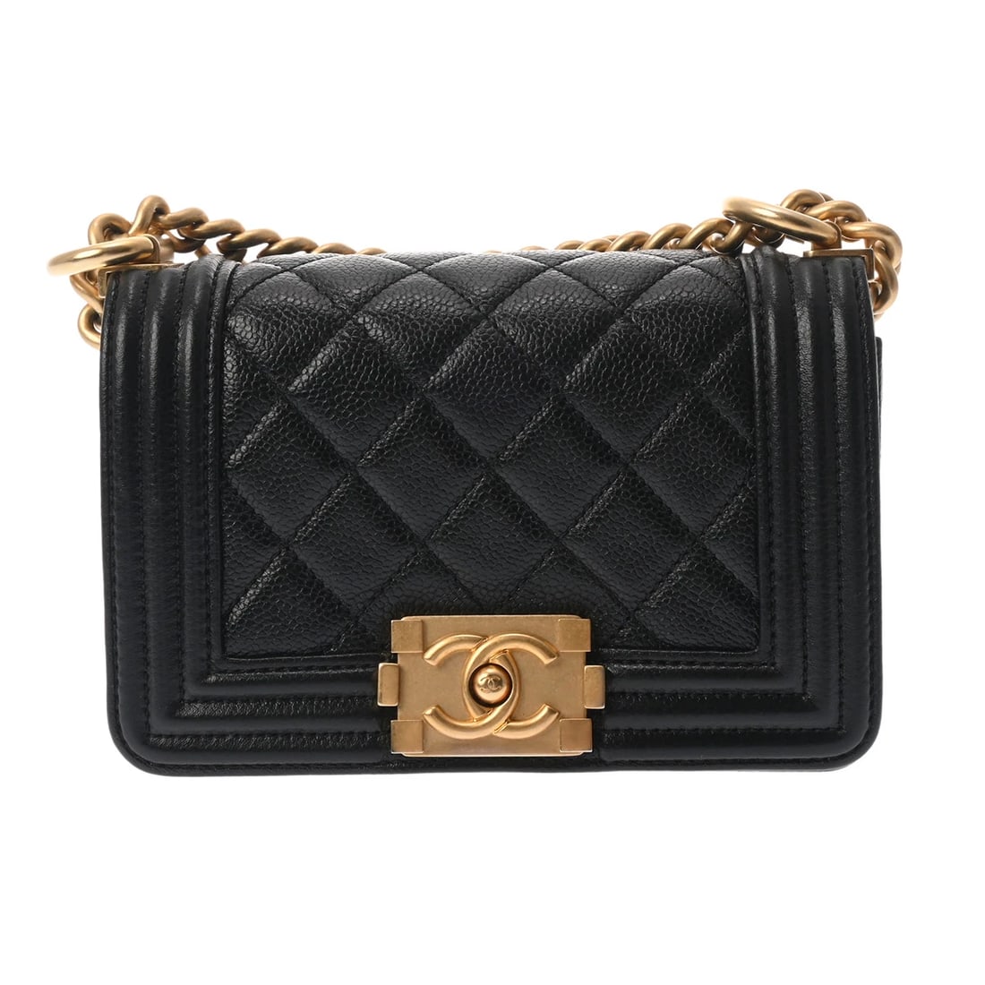 CHANEL SHOULDER BAG GRAINED CALFSKIN BLACK, GOLD: Chanel Shoulder Bag Grained Calfskin Black, Gold Brand: Chanel Type: Shoulder Bag Material: Grained Calfskin Color: Black, Gold Size: W 15cm / H 10cm / D 6cm Accessories: None Accessories