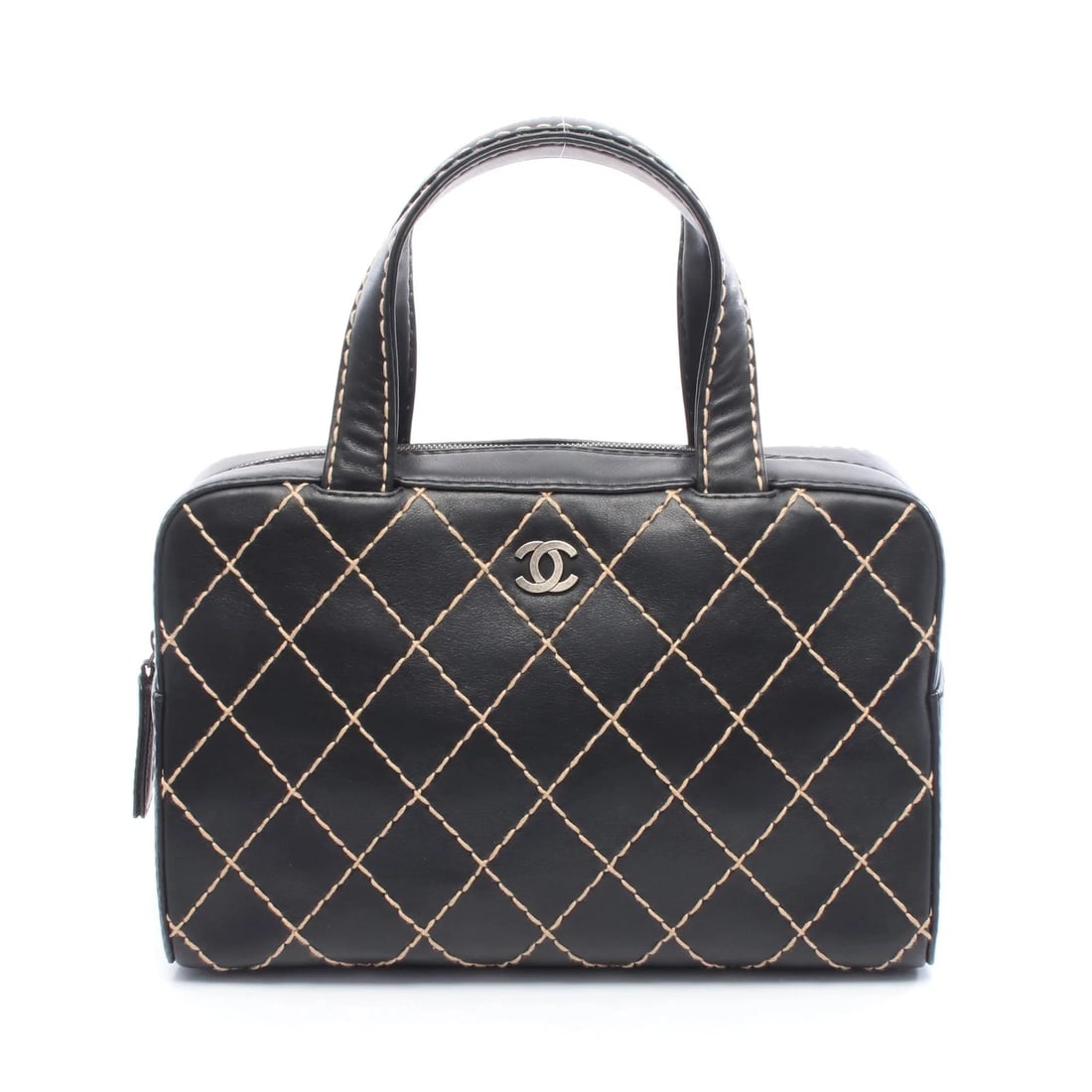 CHANEL HANDBAG BLACK LEATHER: Chanel Handbag Black Leather Brand: Chanel Type: Handbag Material: Leather Color: Black Size: W33cm x H20cm x D12cm Accessories: None Accessories Notice: When purchasing pre-owned goods, p