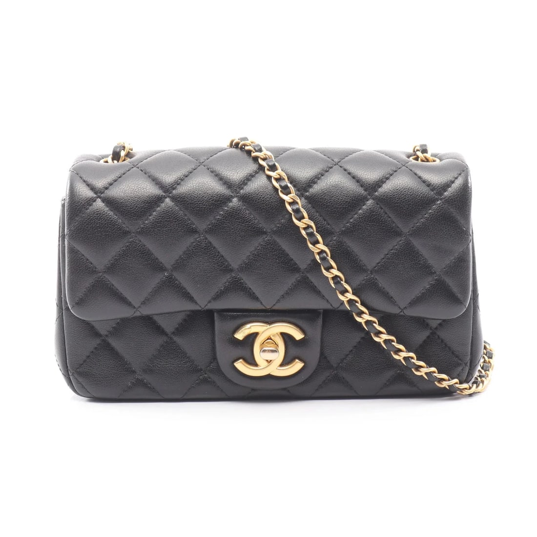CHANEL MATELASSE SHOULDER BAG BLACK LAMBSKIN LEATHER: Chanel Matelasse Shoulder Bag Black Lambskin Leather Brand: Chanel Type: Shoulder Bag Material: Lambskin Leather Color: Black Size: W20cm x H12cm x D6.5cm Accessories: None Accessories Not