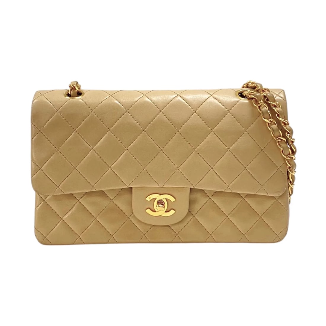 CHANEL MATELASSÉ 25 BEIGE LAMBSKIN SHOULDER BAG (1 of 6)