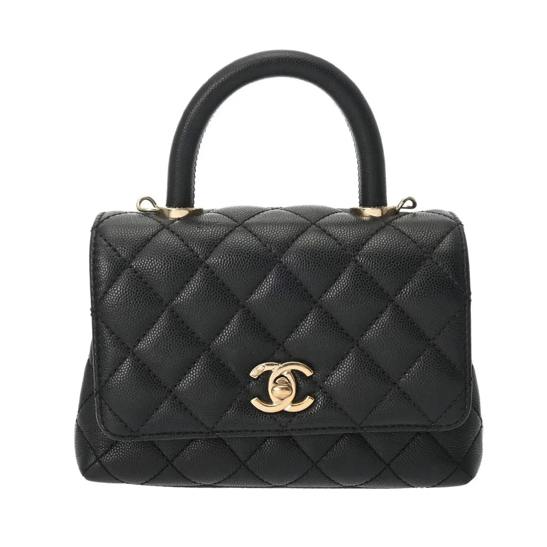 CHANEL XXS HANDBAG GRAINED CALFSKIN CHAMPAGNE, BLACK, GOLD: Chanel XXS Handbag Grained Calfskin Champagne, Black, Gold Brand: Chanel Type: Handbag Material: Grained Calfskin Color: Champagne, Black, Gold Size: W 18cm / H 12.5cm / D 8.5cm Accessories: None