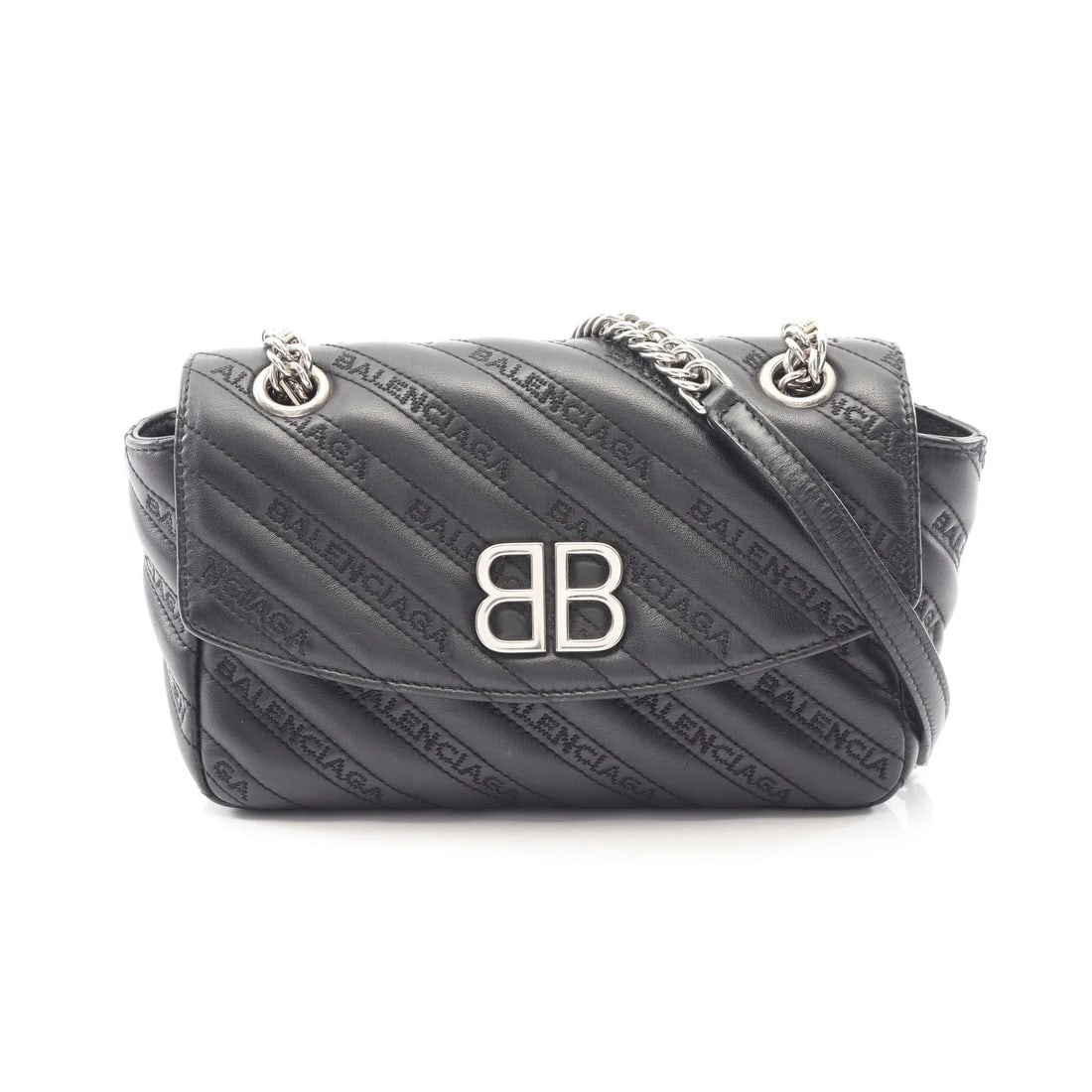 BALENCIAGA BB SHOULDER BAG BLACK LEATHER: Balenciaga BB Shoulder Bag Black Leather Brand: Balenciaga Type: Shoulder Bag Material: Leather Color: Black Size: W21cm x H14cm x D8cm Accessories: None Accessories Notice: When purchasin
