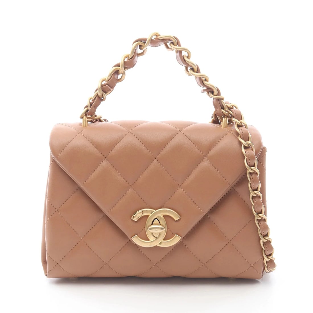 CHANEL MATELASSE 2WAY SHOULDER BAG BROWN LEATHER (1 of 4)