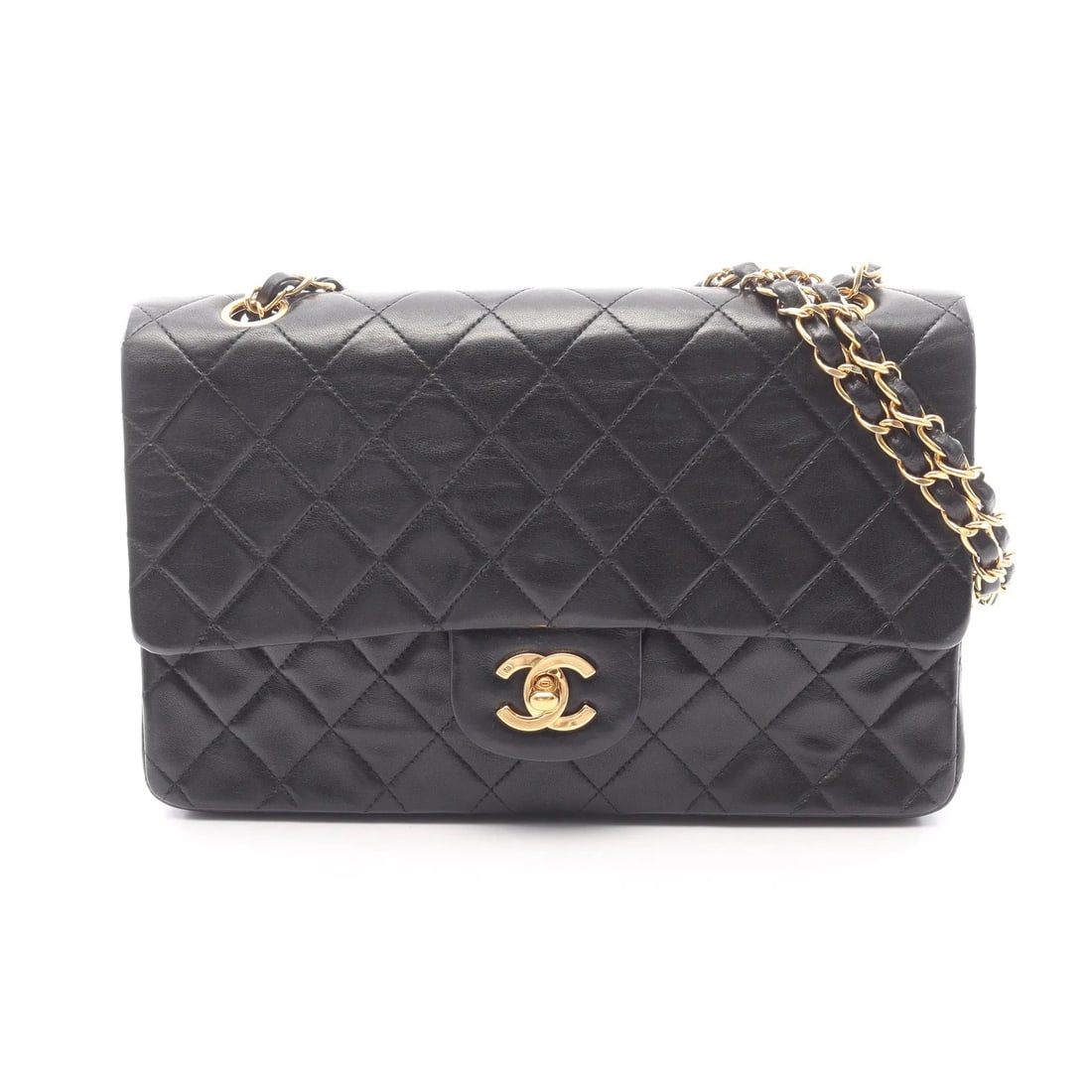 CHANEL MATELASSE W SHOULDER BAG BLACK LAMBSKIN LEATHER: Chanel Matelasse W Shoulder Bag Black Lambskin Leather Brand: Chanel Type: Shoulder Bag Material: Lambskin Leather Color: Black Size: W25cm x H16cm x D6.5cm Accessories: None Accessories N