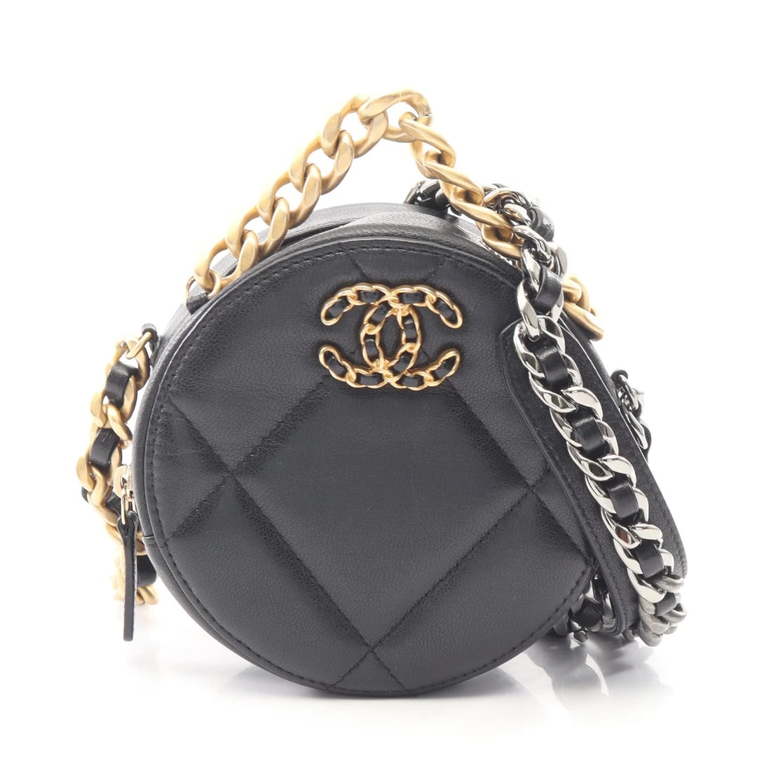 CHANEL 19 MATELASSE 2WAY SHOULDER BAG BLACK LAMBSKIN LEATHER: Chanel 19 Matelasse 2WAY Shoulder Bag Black Lambskin Leather Brand: Chanel Type: Shoulder Bag Material: Lambskin Leather Color: Black Size: H12cm x D5cm Accessories: None Accessories Notic