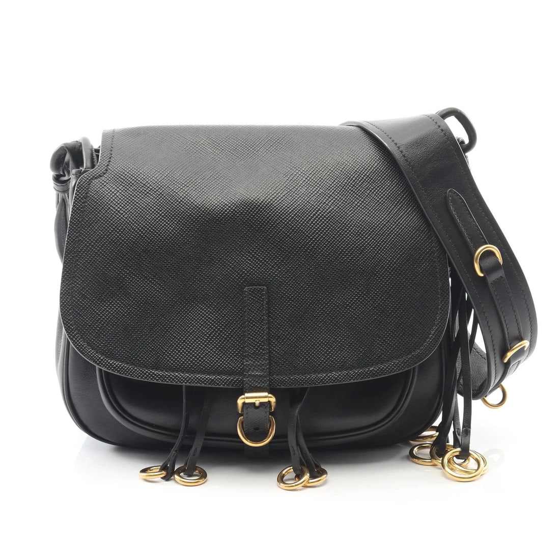 PRADA SHOULDER BAG BLACK LEATHER: Prada Shoulder Bag Black Leather Brand: Prada Type: Shoulder Bag Material: Leather Color: Black Size: W25cm x H20cm x D9.5cm Accessories: None Accessories Notice: When purchasing pre-owned