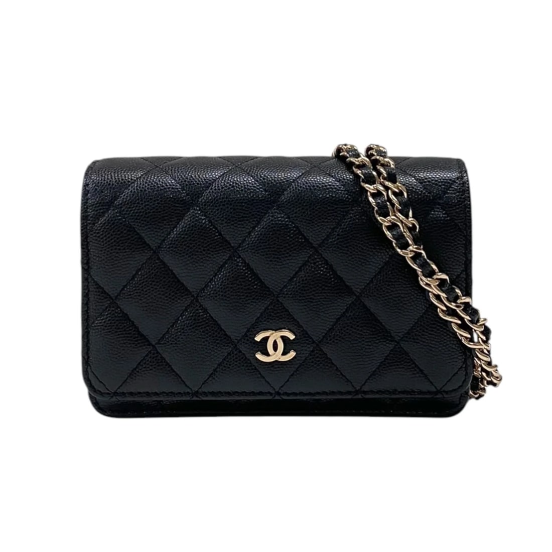 CHANEL MATELASSÉ MINI CHAIN WALLET BLACK CAVIAR LEATHER SHOULDER BAG: CHANEL Matelassé Mini Chain Wallet Black Caviar Leather Shoulder Bag Brand: Chanel Type: Shoulder Bag Material: Caviar Leather Color: Black Size: W15cm x H11cm x D4cm Accessories: None Acc