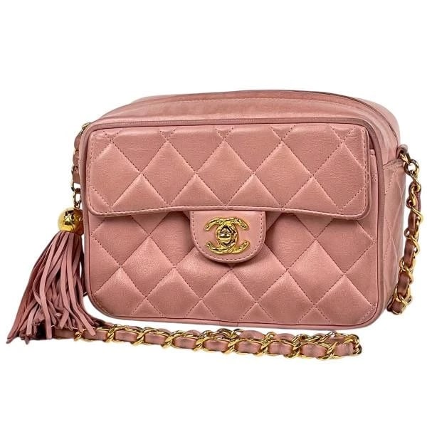 CHANEL COCO MARK CHAIN SHOULDER BAG FRINGE LEATHER PINK: Chanel Coco Mark Chain Shoulder Bag Fringe Leather Pink Brand: Chanel Type: Coco Mark Chain Shoulder Bag Material: Leather Color: Pink Size: Depth 8 cm Width 18 cm Height 12.5 cm Accessories: None