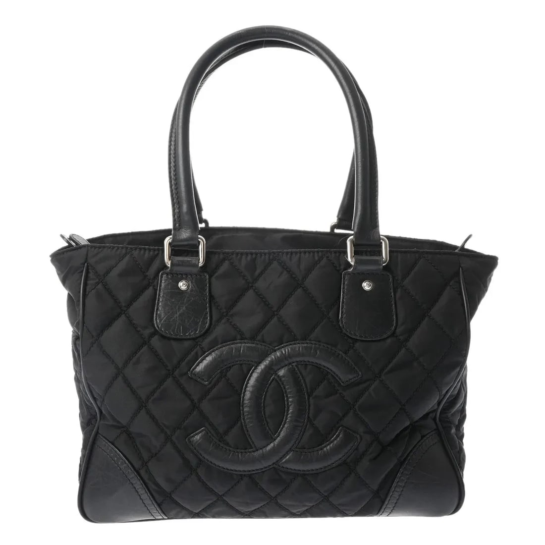 CHANEL HANDBAG TOTE BAG NYLON BLACK, SILVER: Chanel Handbag Tote Bag Nylon Black, Silver Brand: Chanel Type: Tote Bag Material: Nylon Color: Black, Silver Size: W 33cm / H 25cm / D 14cm Accessories: None Accessories Notice: When purc