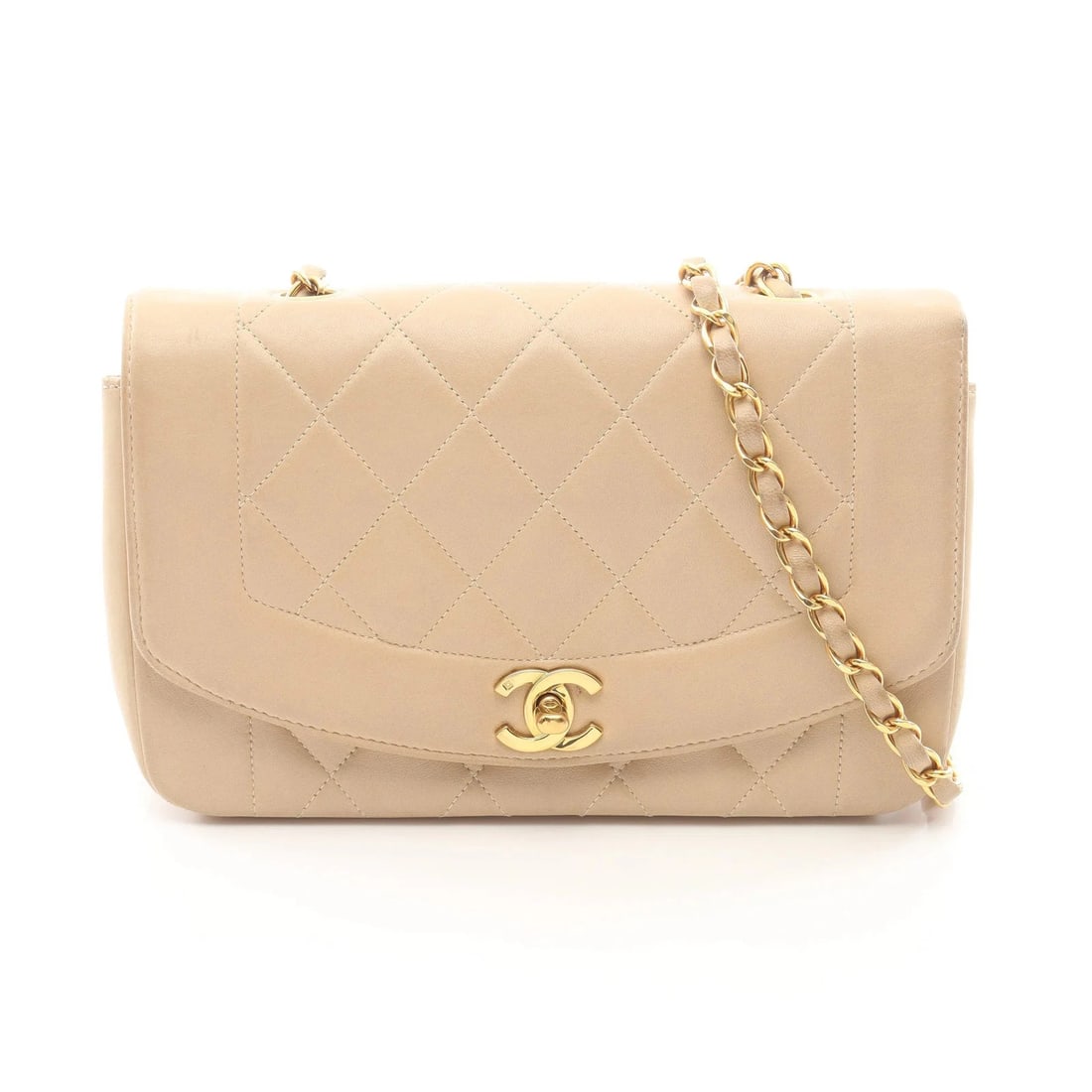 CHANEL MATELASSE SHOULDER BAG BEIGE LAMBSKIN LEATHER: Chanel Matelasse Shoulder Bag Beige Lambskin Leather Brand: Chanel Type: Shoulder Bag Material: Lambskin Leather Color: Beige Size: W22cm x H14cm x D7cm Accessories: None Accessories Notic