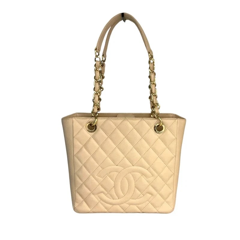 CHANEL PST CHAIN TOTE BAG BEIGE CAVIAR LEATHER TOTE: CHANEL PST Chain Tote Bag Beige Caviar Leather Tote Brand: Chanel Type: Tote Material: Caviar Leather Color: Beige Size: W23cm x H12cm x D8cm Accessories: None Accessories Notice: When pur