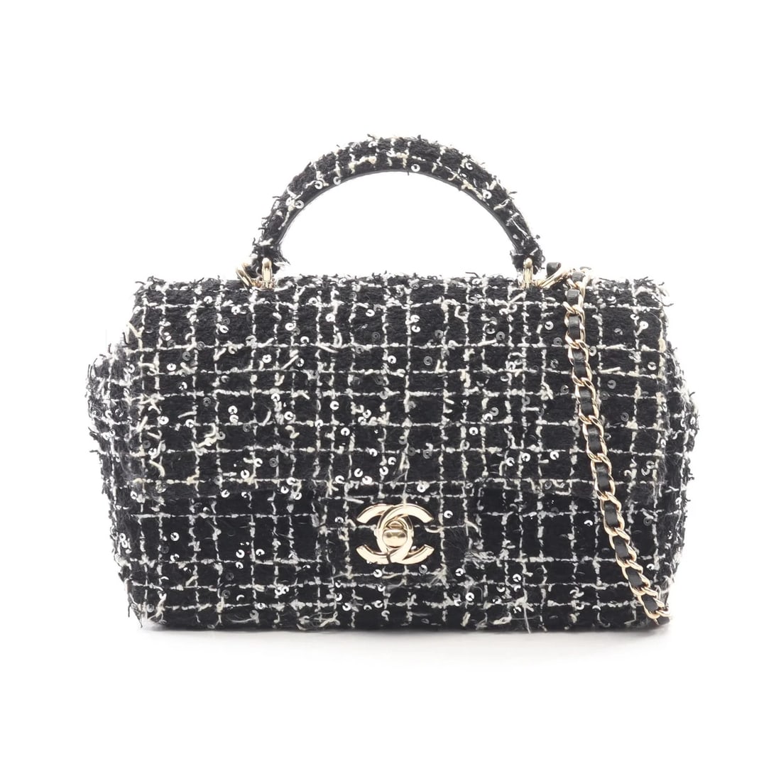 CHANEL MATELASSE SHOULDER BAG BLACK TWEED: Chanel Matelasse Shoulder Bag Black Tweed Brand: Chanel Type: Shoulder Bag Material: Tweed Color: Black Size: W19cm x H13cm x D6cm Accessories: None Accessories Notice: When purchasing pre