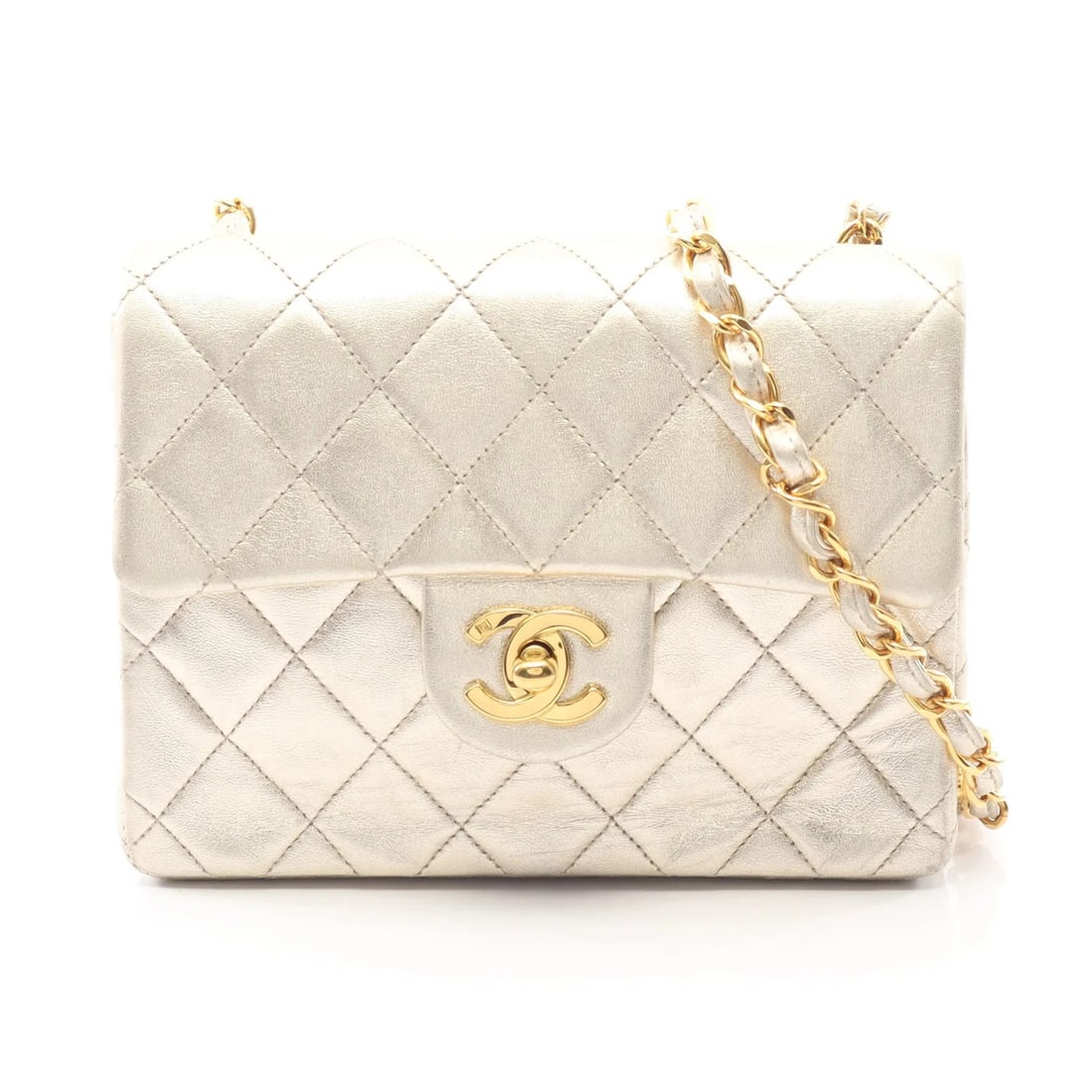 CHANEL MATELASSE SHOULDER BAG GOLD LAMBSKIN LEATHER: Chanel Matelasse Shoulder Bag Gold Lambskin Leather Brand: Chanel Type: Shoulder Bag Material: Lambskin Leather Color: Gold Size: W17cm x H13cm x D6cm Accessories: None Accessories Notice: