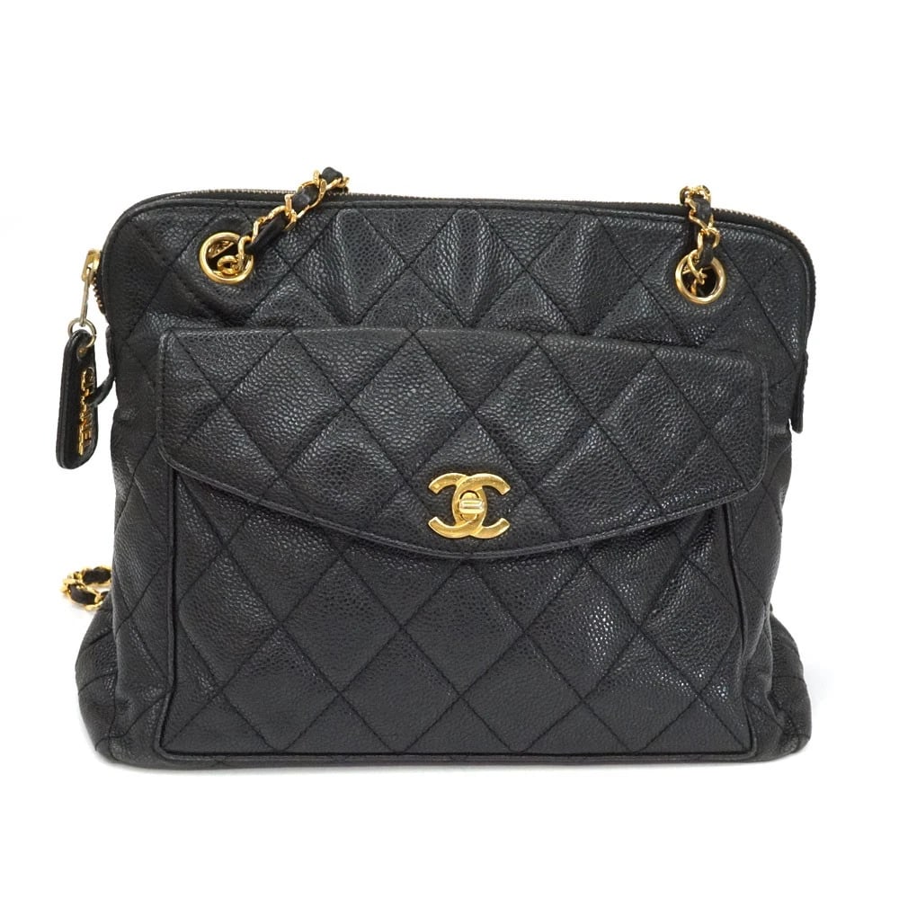 CHANEL CHAIN TOTE BAG CAVIAR SKIN BLACK: Chanel Chain Tote Bag Caviar Skin Black Brand: CHANEL Type: Handbag Material: Caviar Skin Color: black Size: W27cm x H21cm x D12cm Accessories: None Accessories Notice: When purchasing pre