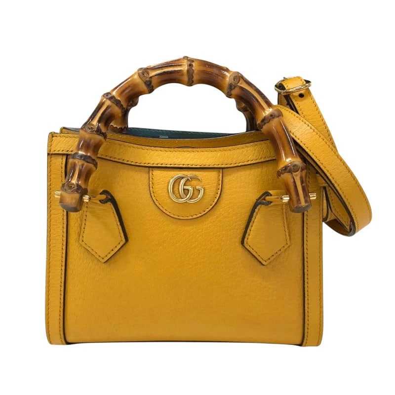 GUCCI DIANA SMALL TOTE BAG YELLOW LEATHER SHOULDER BAG: GUCCI Diana Small Tote Bag Yellow Leather Shoulder Bag Brand: Gucci Type: Shoulder Bag Material: Leather Color: Yellow Size: W20cm x H16cm x D9.5cm Accessories: None Accessories Notice: Wh