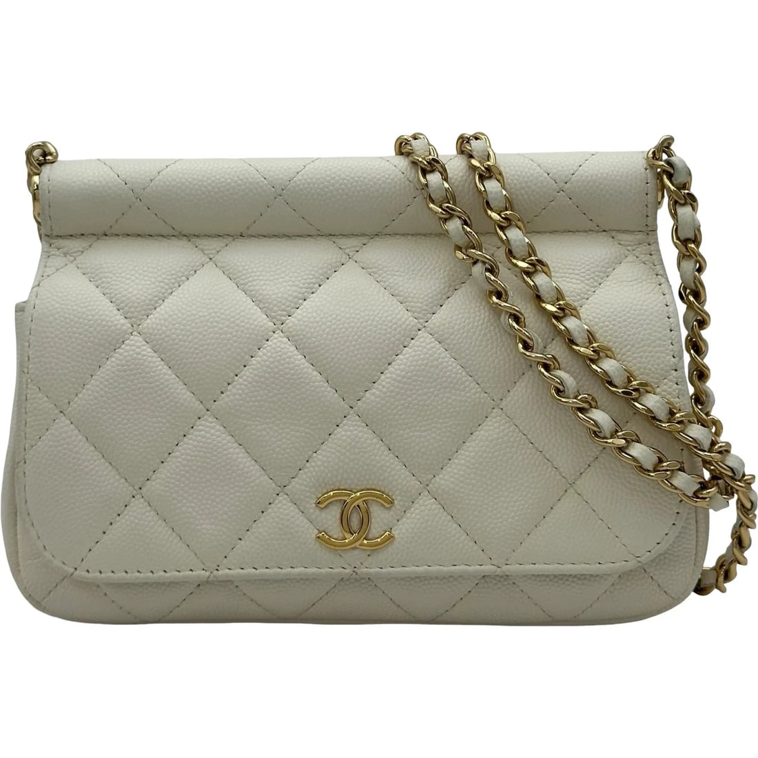CHANEL CLASSIC FLAP WHITE SHOULDER BAG: CHANEL Classic Flap White Shoulder Bag Brand: Chanel Type: Shoulder Bag Material: none Color: White Size: W18cm x H12cm x D5cm Accessories: None Accessories Notice: When purchasing pre-own