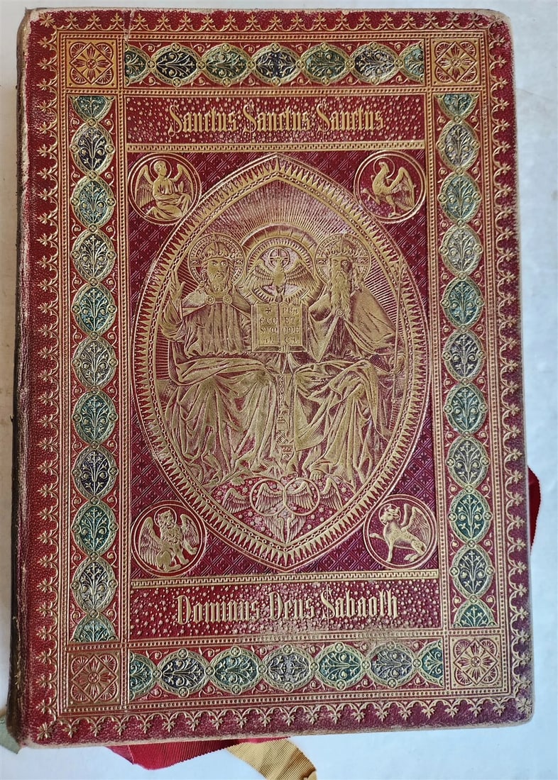 1929 MISSALE ROMANUM VINTAGE FINE LEATHER BINDING MASSIVE FOLIO: Year/Century: 20th century Language: Latin Subject: Religion & Spirituality Binding: Leather Description: MISSALE ROMANUM per Decreto Sacrosanti Concilii Tridentini Ratisbonae; 1929; color frontispiec